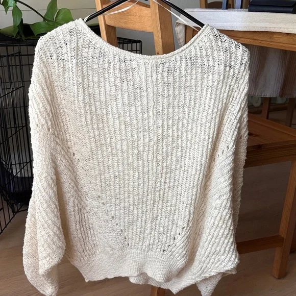 Anthropologie crewneck batwing sweater- Cozy Cream Knit- 98% cotton - Picture 5 of 6